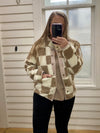 Checkmate Snap Button Collared Sherpa Shacket
