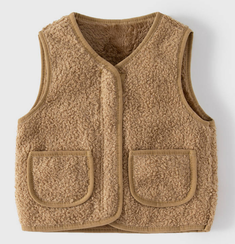 Super Soft Zip Up Baby Vest, Brown