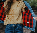 TEE, PINE PATTERNED IN FADED MUSTARD