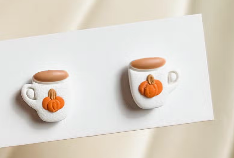 Pumpkin Coffee Stud Earrings