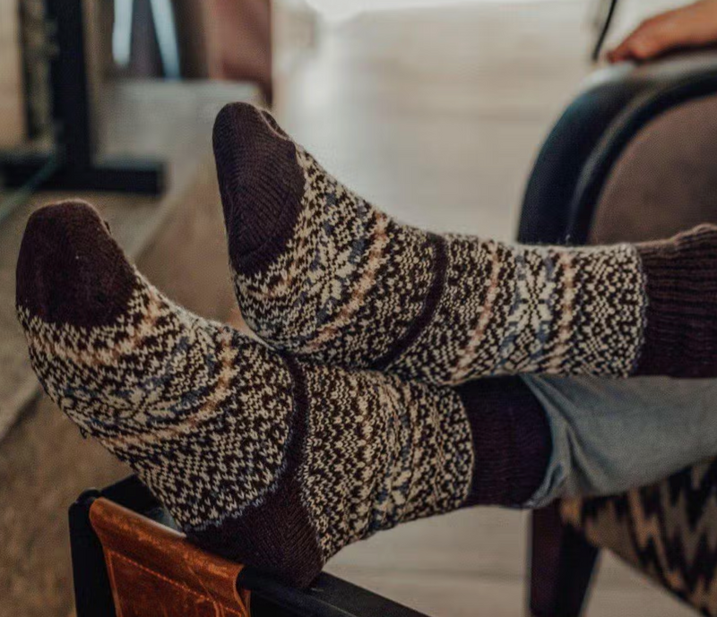 Merino Wool Cozy Socks in Chocolate