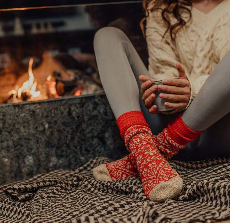Merino Wool Soft Cozy Socks in Crimson