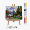 PAINT BY NUMBER KIT, LAKE LOG CABIN